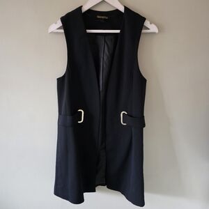 NWOT Revamped S Modern Contemporary Minimalist Chic Long Black Vest